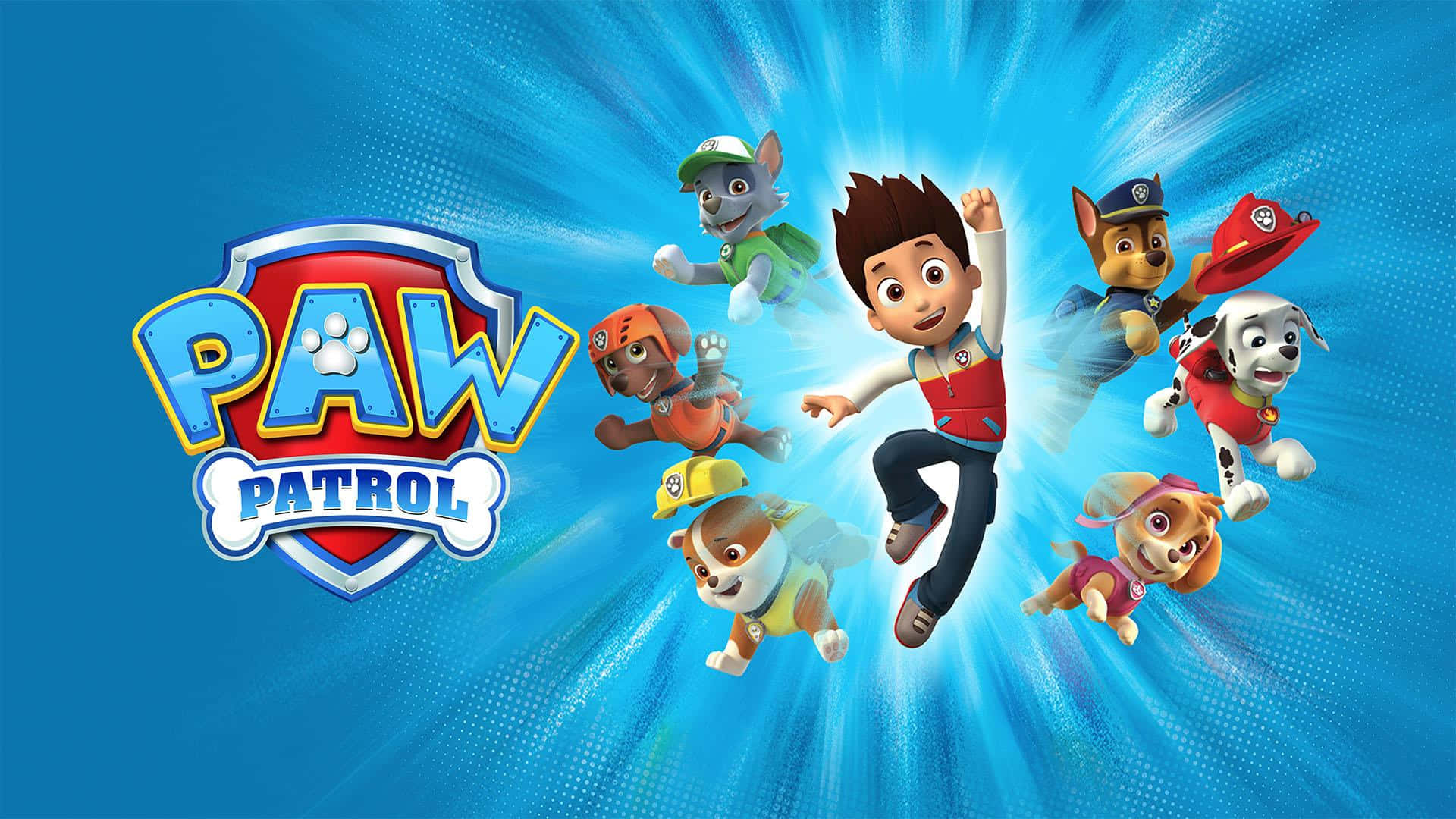 Paw Patrol 團隊帶著標誌在空中行動 — 汪汪隊立大功 GIF 壁紙