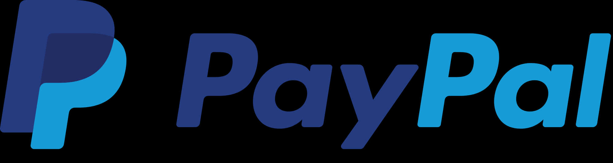 2 桌布 壁紙 — PayPal 標誌以漸變藍色在黑色背景上，帶有風格化的 P 圖示。