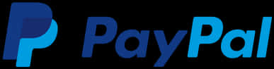 Paypal Logo 桌布 壁紙 — PayPal 標誌以漸變藍色顯示在黑色背景上，採用粗體無襯線字體。