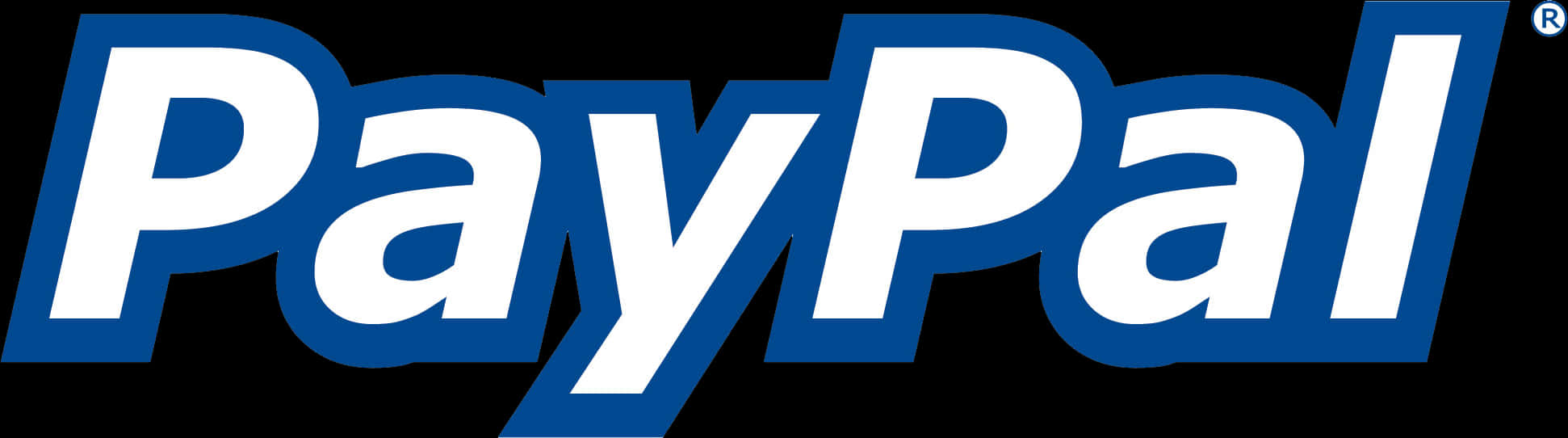 2 桌布 壁紙 — PayPal 標誌以粗體白色字母搭配藍色輪廓，置於黑色背景上。