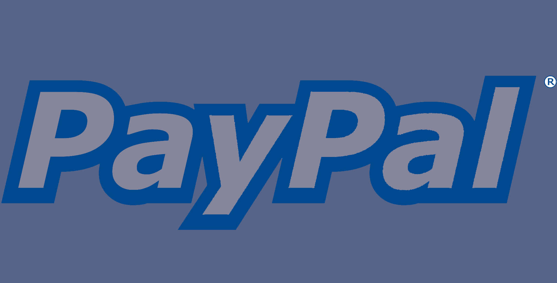 PayPal 桌布 壁紙 — PayPal 標誌以粗體藍色和灰色字體居中顯示在純藍色背景上。
