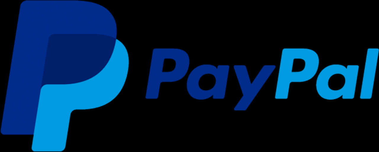 Paypal Logo 桌布 壁紙 — PayPal 標誌以黑色純色背景上的漸變陰影風格化藍色 P 為特色。