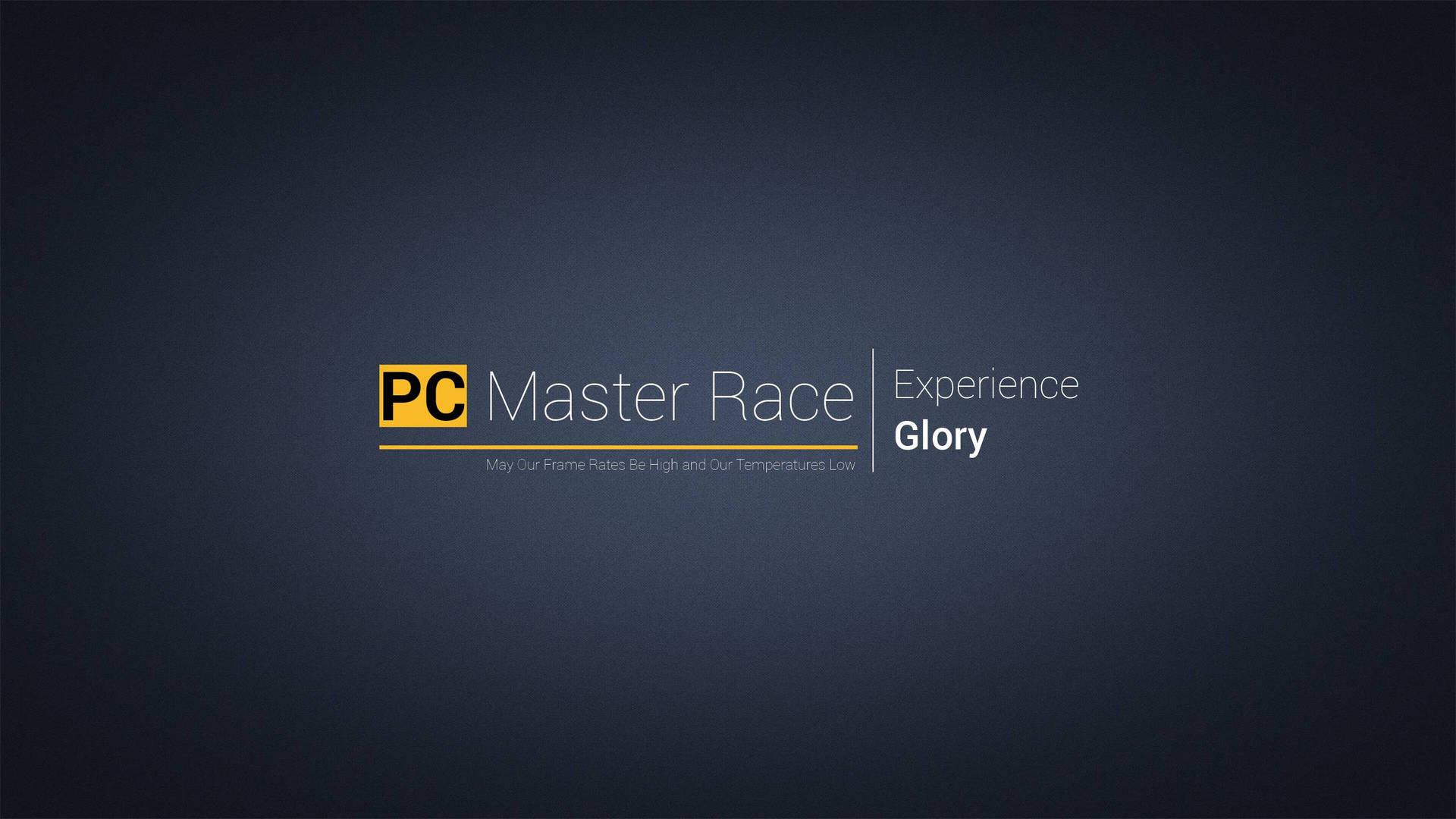 深色背景上帶有幀率和溫度標語的PC Master Race標誌 — Meme 壁紙