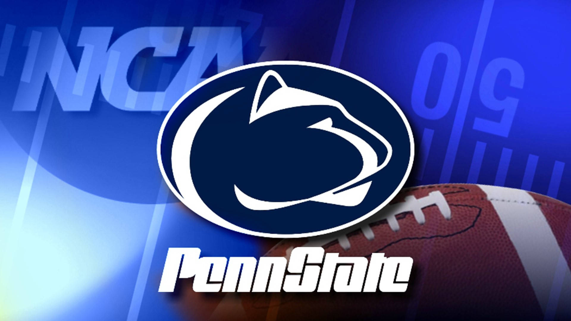 Athletic 桌布 壁紙 — Penn State NCA 足球標誌，帶有足球和藍色抽象背景。