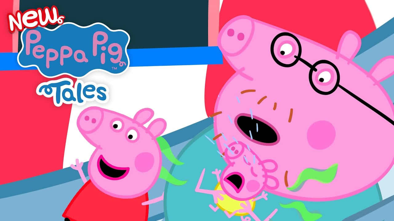 Baby Alexander 桌布 壁紙 — Peppa Pig 和她的家人在 New Peppa Pig Tales 的色彩繽紛卡通場景中開懷大笑。
