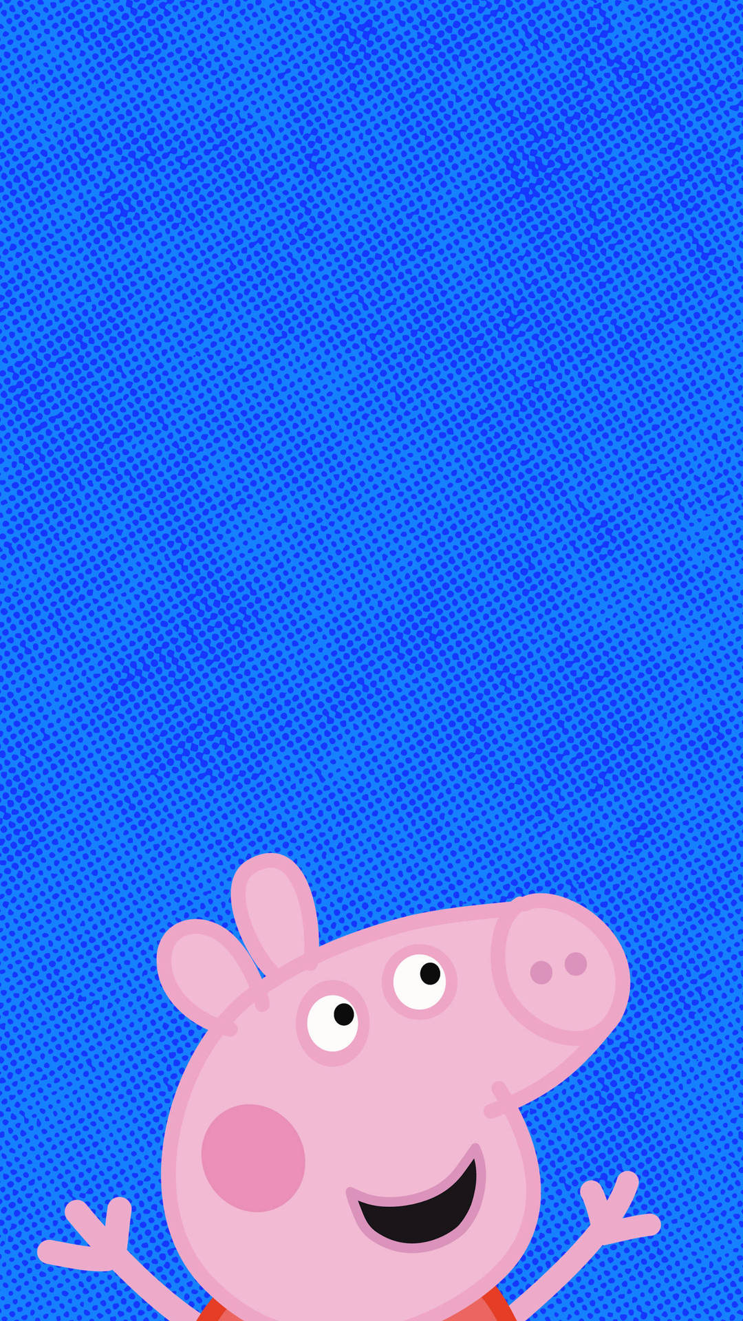 Peppa Pig 在藍色紋理背景上開心地揮手。 — 佩佩豬 GIF 壁紙