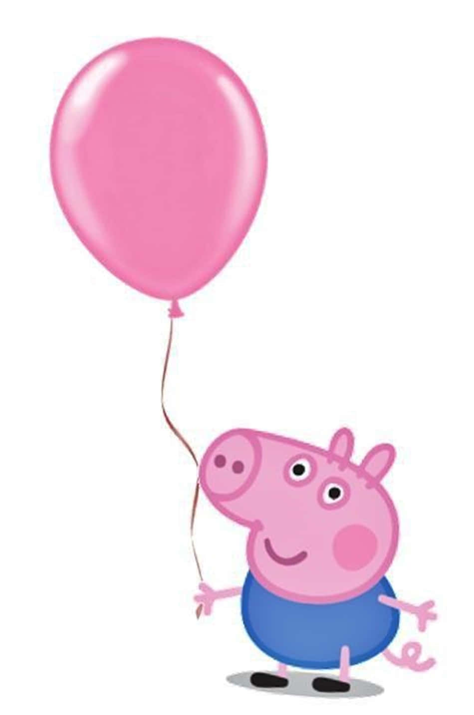 George Pig 桌布 壁紙 — Peppa Pig 在純白色背景上，拿著一個粉紅色氣球，表情開心。