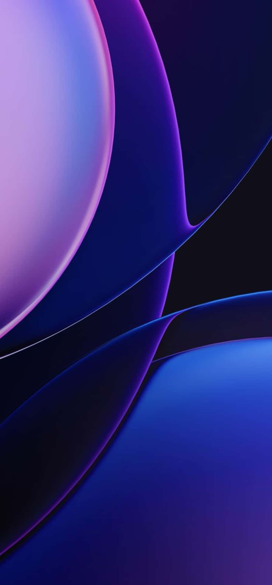  壁紙 — 平滑流動的曲線，採用紫色和藍色漸變，營造出時尚的抽象數位背景。