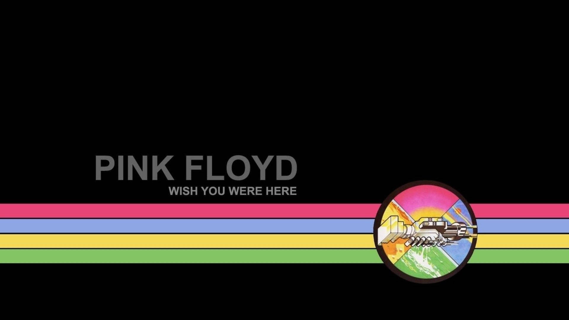 平克·弗洛伊德 桌布 壁紙 — Pink Floyd 專輯封面，黑色背景上地球上方有彩虹條紋和太空船。