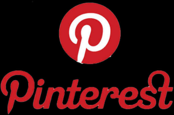 Pinterest Logo 桌布 壁紙 — Pinterest 標誌以黑色背景上粗體紅色圓形「P」及上方帶白色負空間的風格化紅色手寫文字為特色。