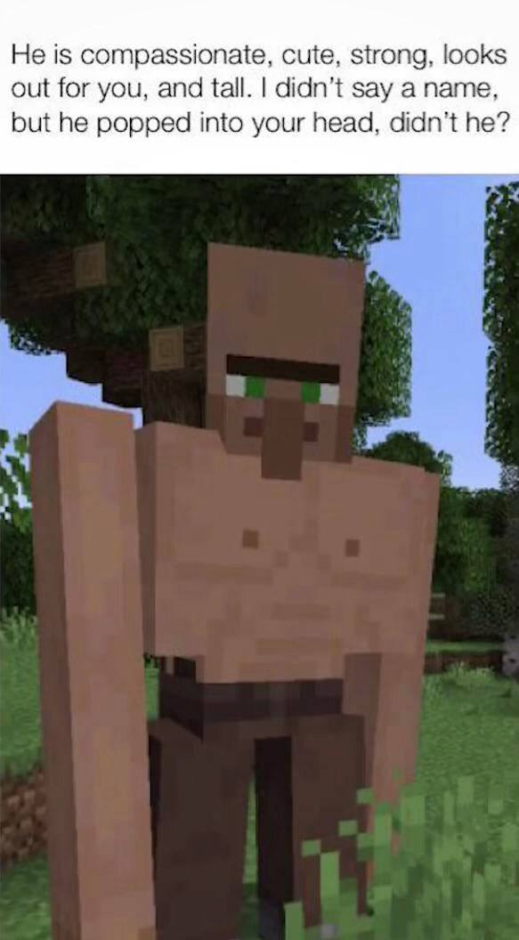 一個綠色眼睛的Minecraft角色站在森林中。 — 我的世界迷因 壁紙