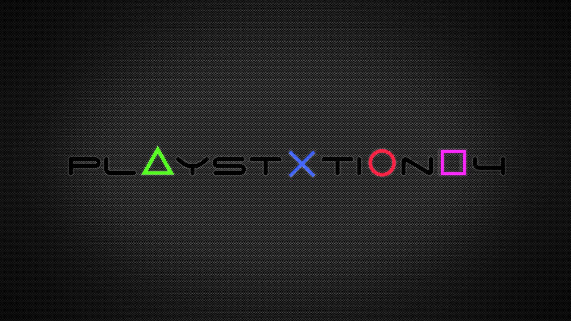 PlayStation 4 標誌，帶有彩色符號，背景為深色紋理。 — Ps4 壁紙