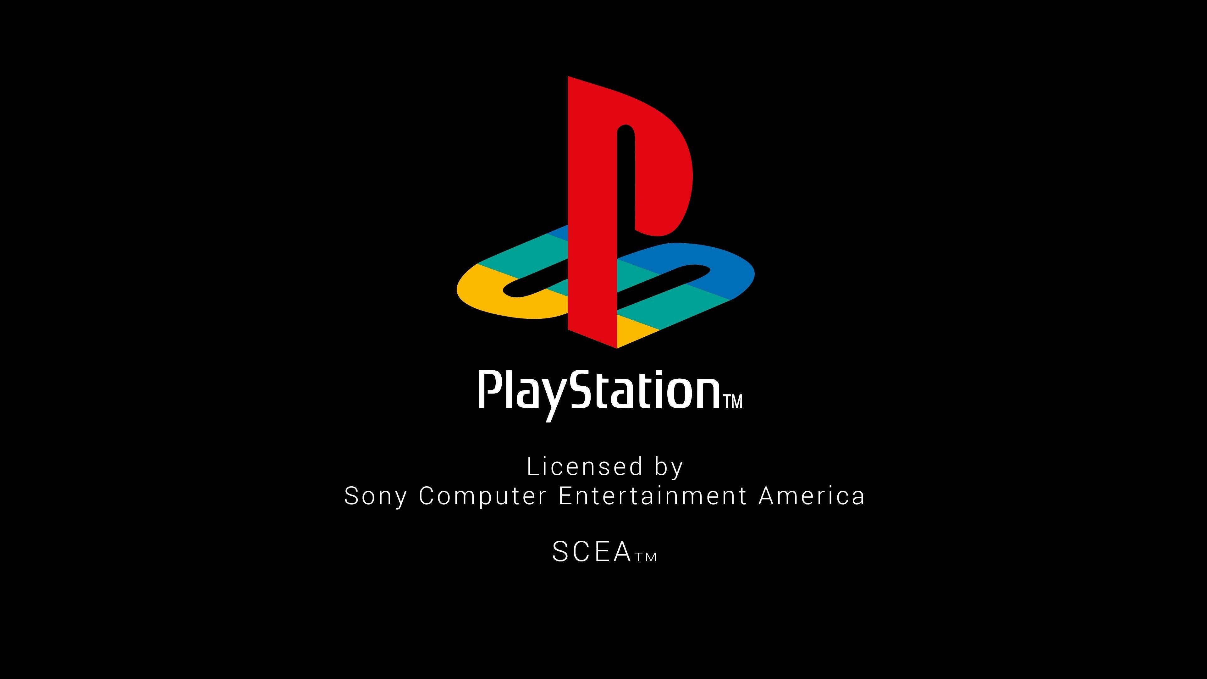 黑色背景上帶有授權文字的 PlayStation 標誌 — 3D 壁紙