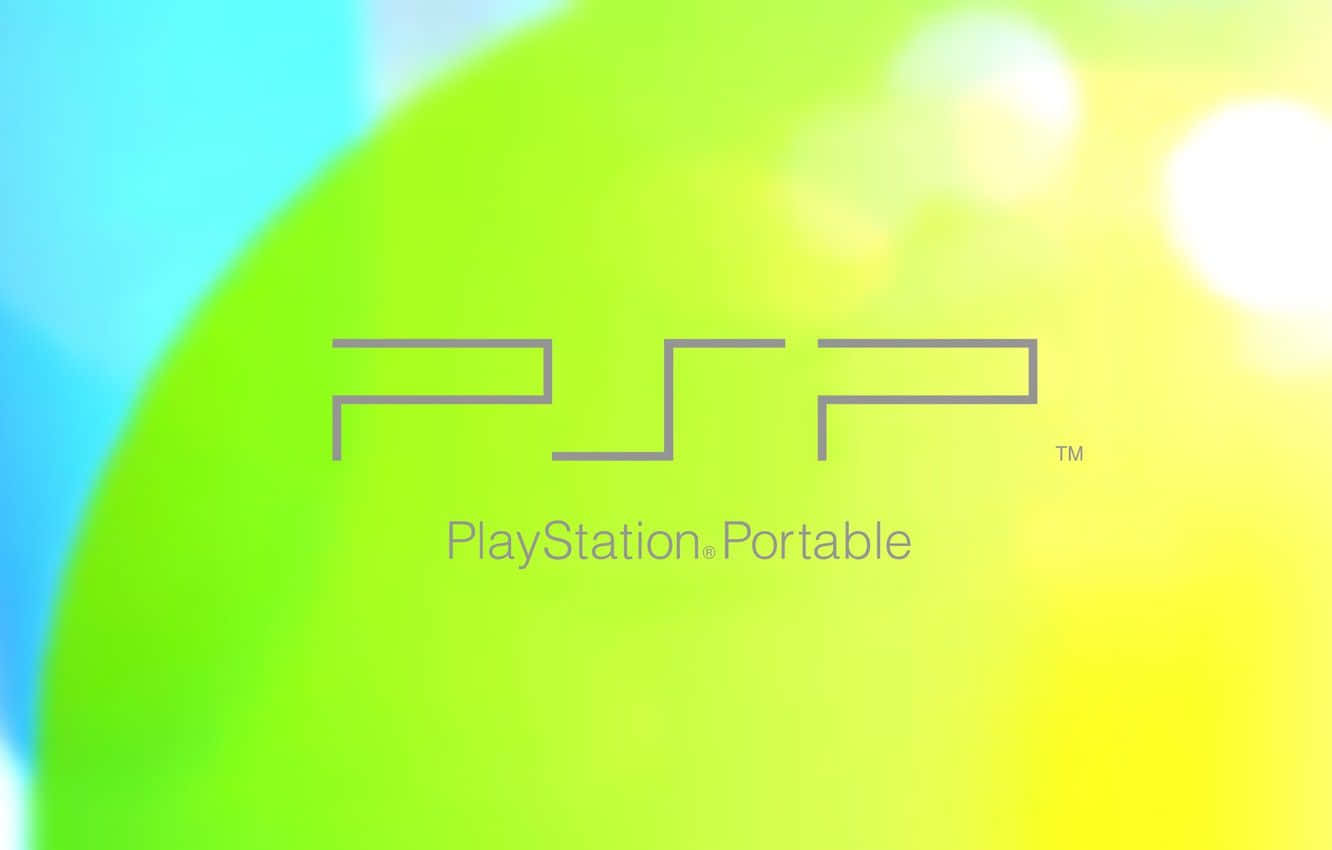Ps Vita 桌布 壁紙 — PlayStation Portable 標誌在綠色、黃色和藍色的鮮豔漸變背景上柔和發光。