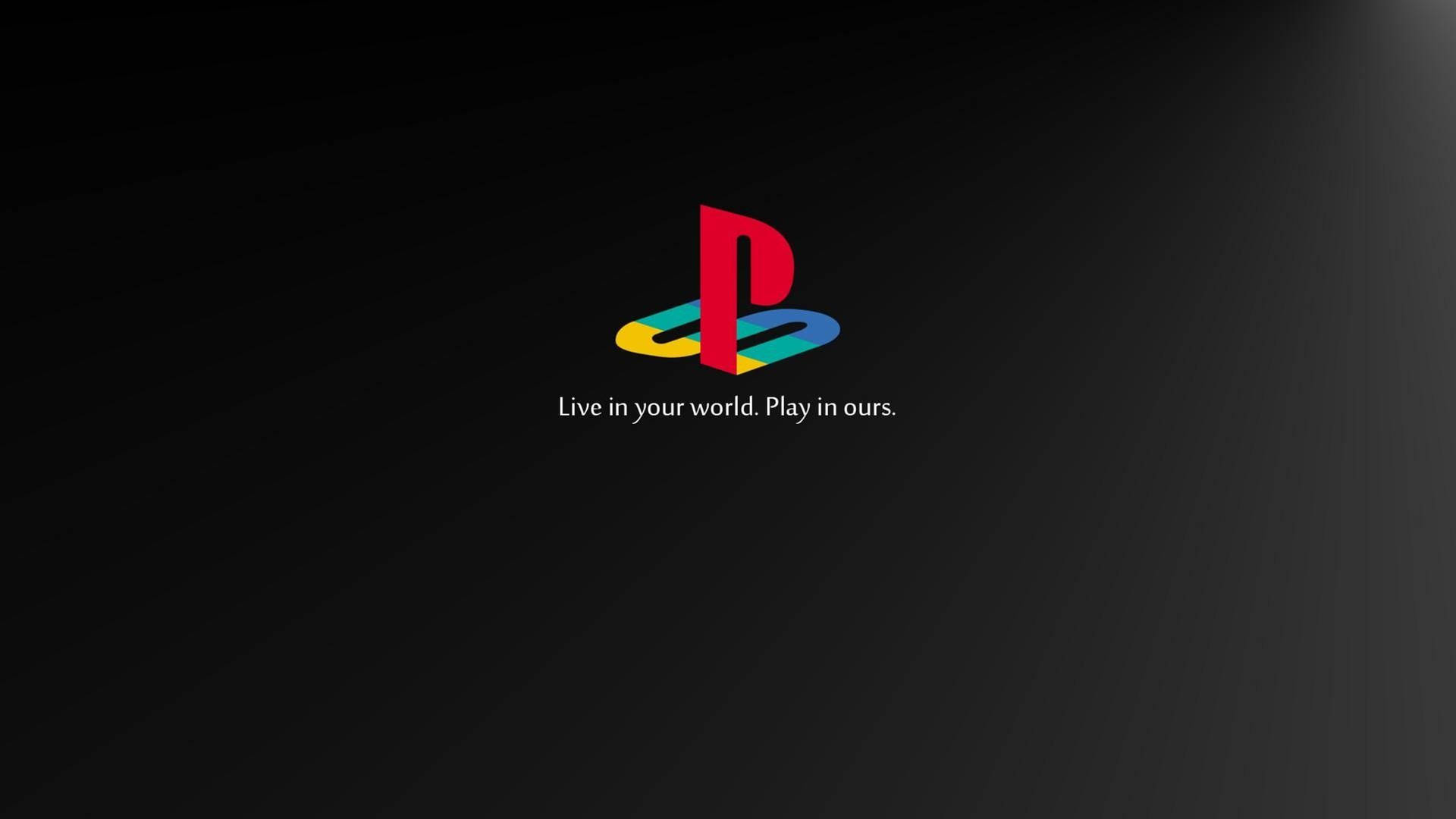 深色漸變背景上帶有標語的 PlayStation 標誌