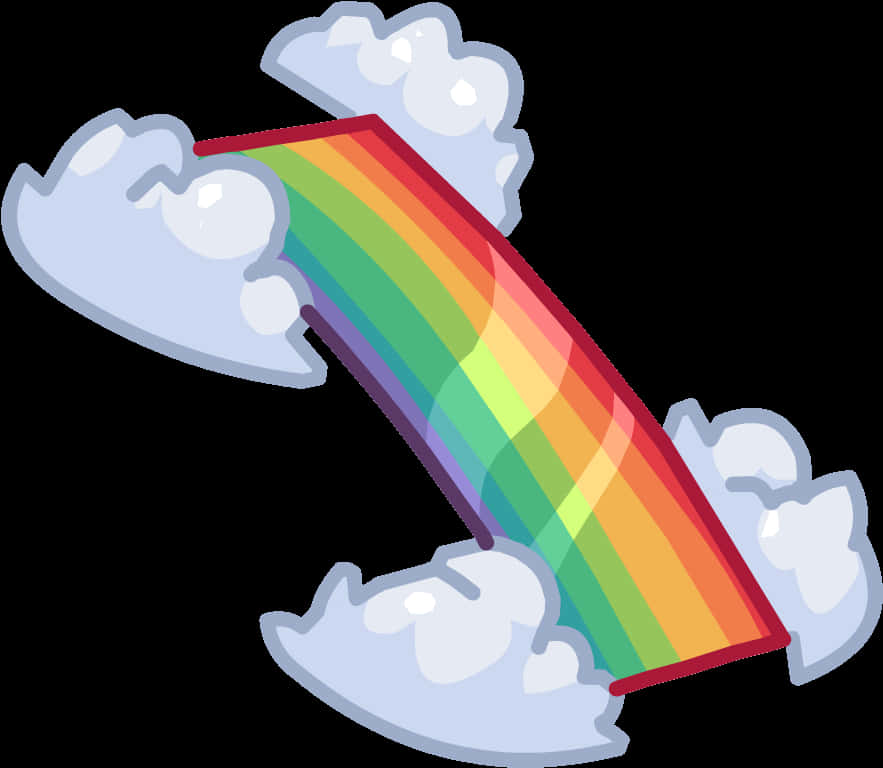 從雲層中出現的卡通彩虹.PNG 壁紙