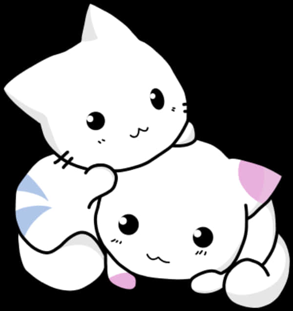 可愛卡通貓咪抱抱.PNG 壁紙