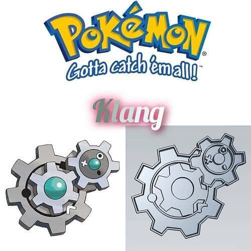 遊戲 桌布 壁紙 — Pokémon Klang 角色設計以3D渲染和線條藝術風格展示，帶有齒輪主題。