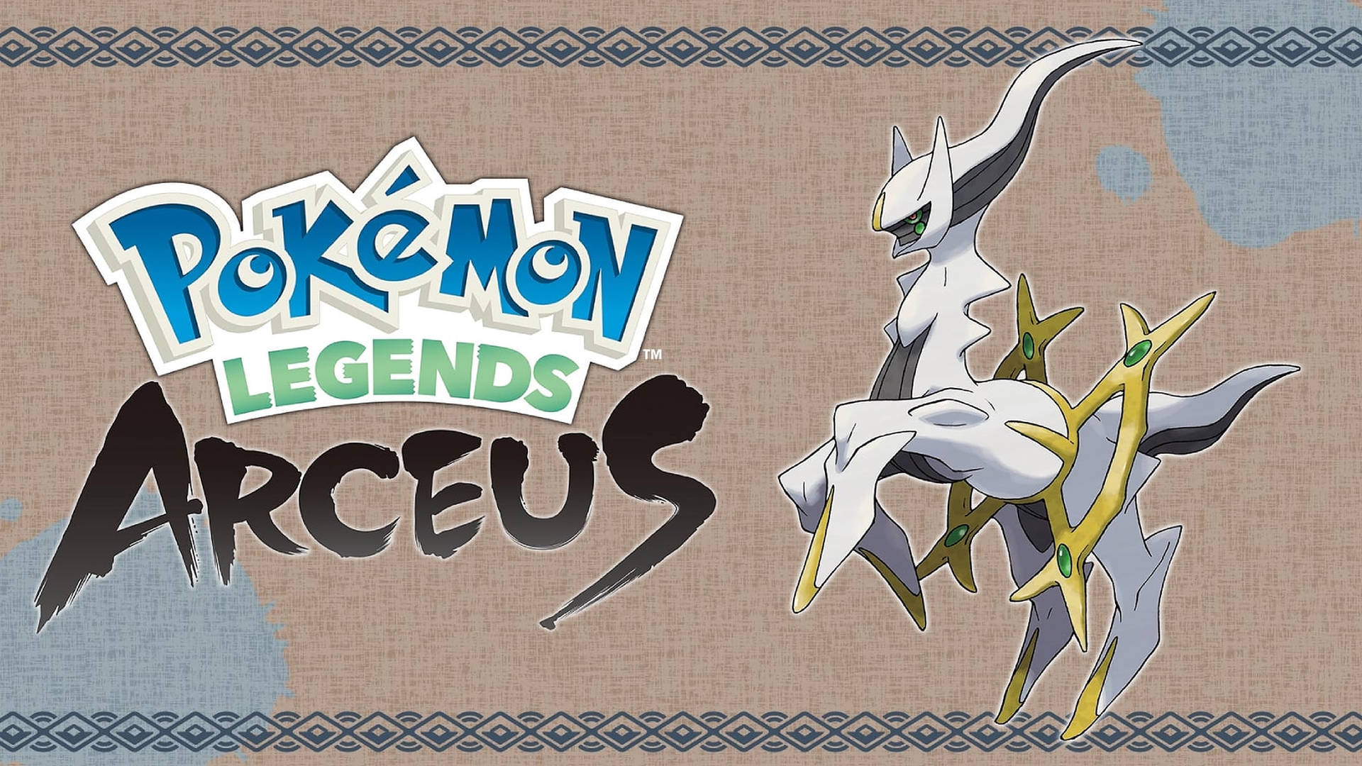 Pokémon Legends Arceus 遊戲標題，包含傳說中的寶可夢阿爾宙斯。 — 寶可夢傳說 阿爾宙斯 壁紙