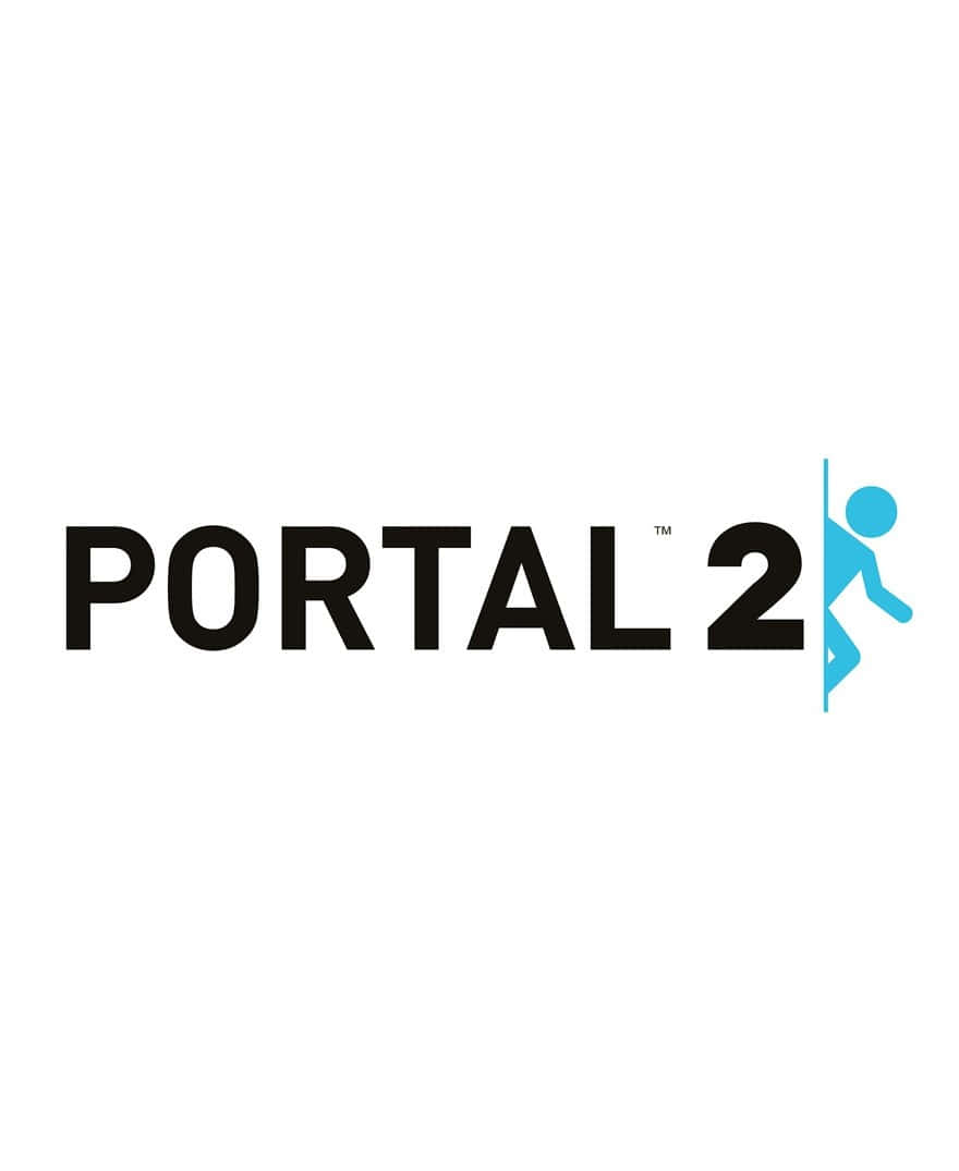 電玩遊戲 桌布 壁紙 — Portal 2 標誌採用粗體黑色文字，並有一個藍色風格化人物沿著垂直線攀爬在數字二旁邊。