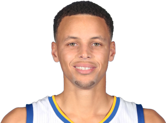 身穿球隊球衣的籃球運動員史蒂芬柯瑞對著鏡頭微笑。 — NBA 壁紙