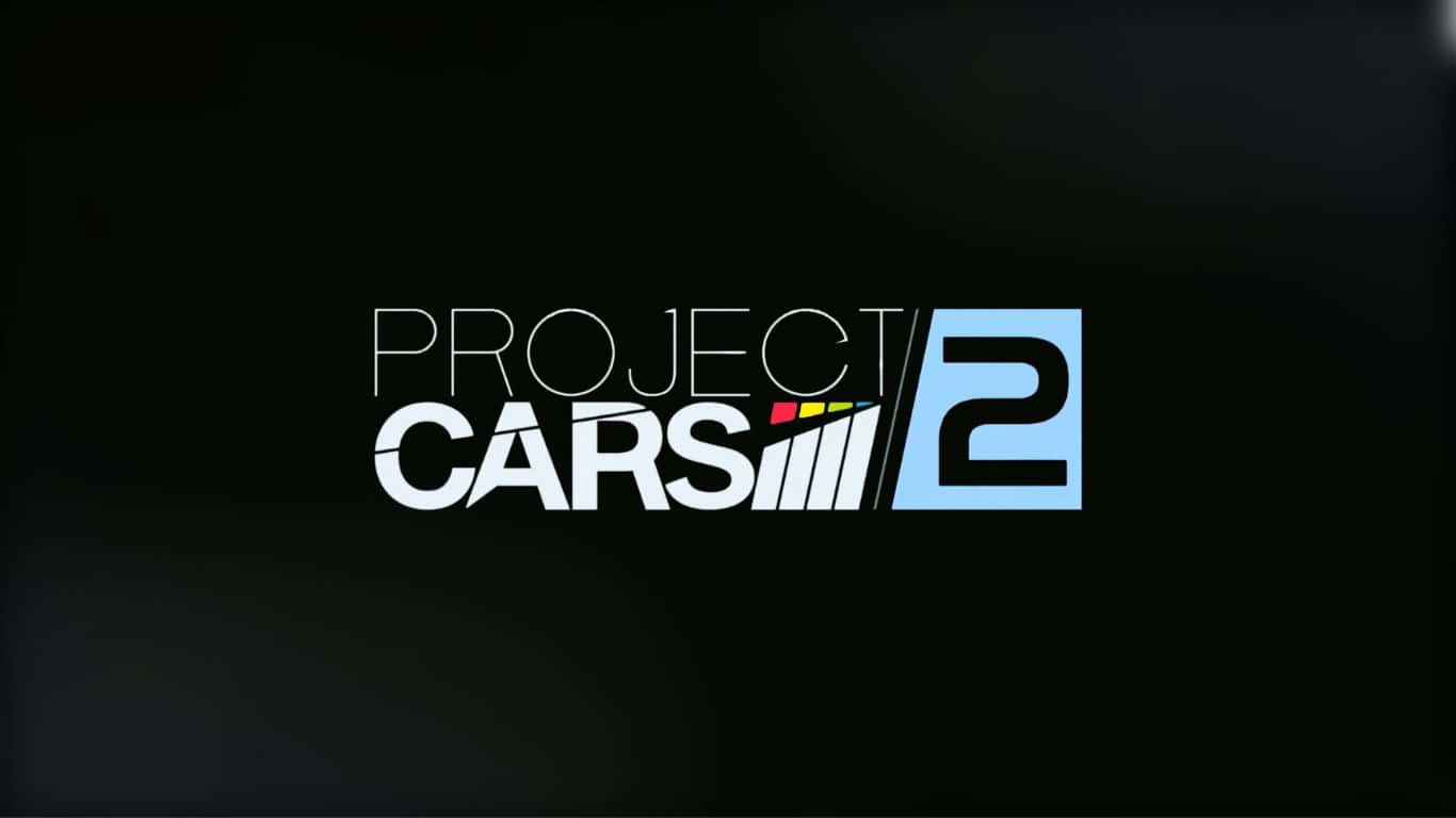 Game Art 桌布 壁紙 — Project Cars 2 標誌在深色漸變背景上以白色和藍色發光。