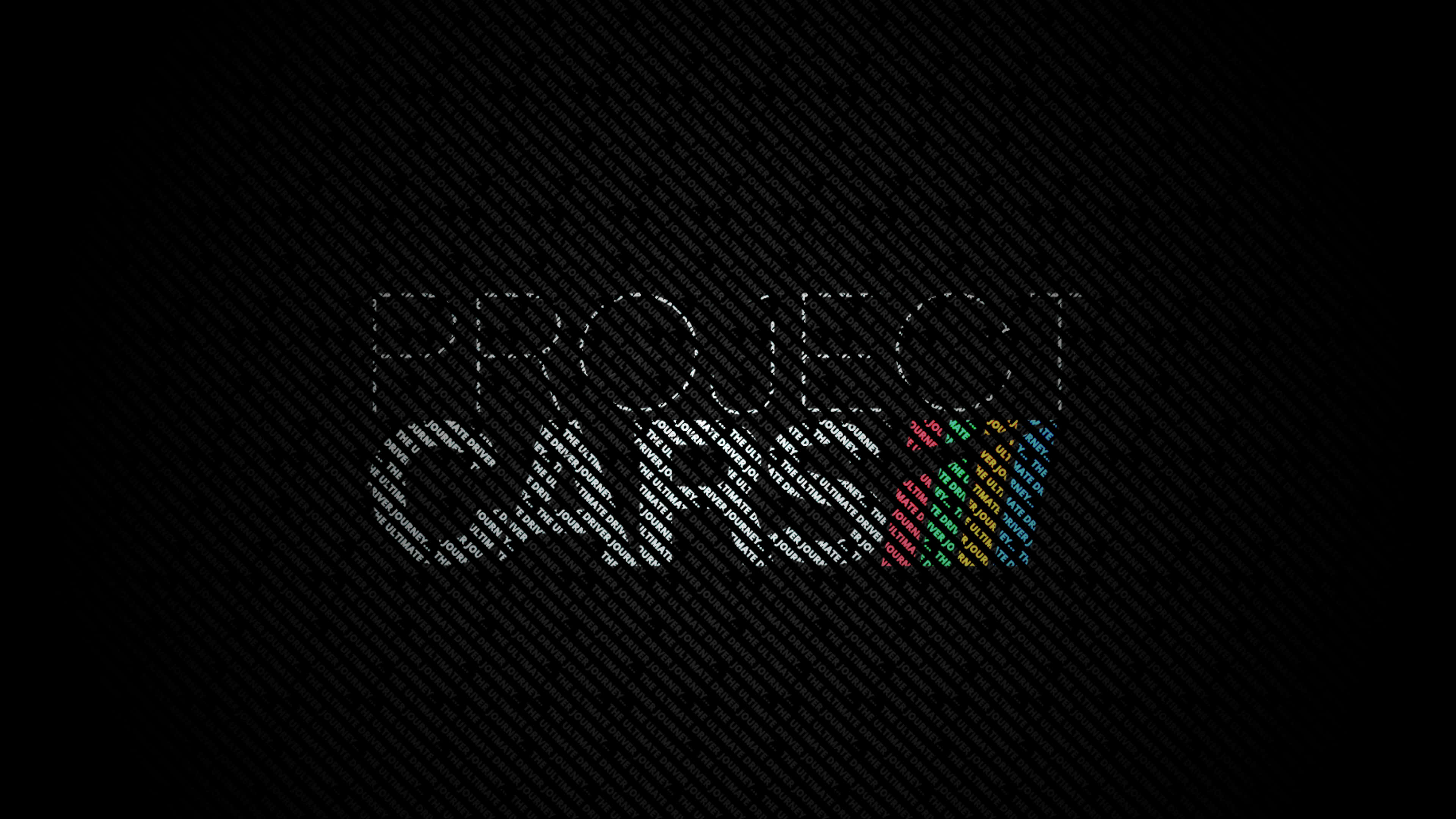 電玩遊戲 桌布 壁紙 — 「PROJECT」一詞由白色代碼文字在黑色斜紋背景上形成，並在「O」上帶有彩色彩虹強調。