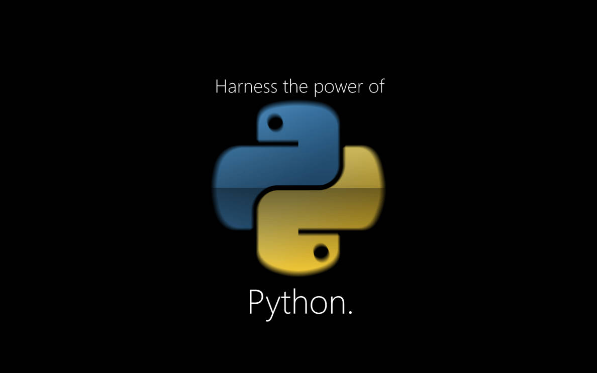 4K程式壁紙 桌布 壁紙 — Python 程式設計標誌，藍黃色蛇在黑色背景上，帶有白色文字。