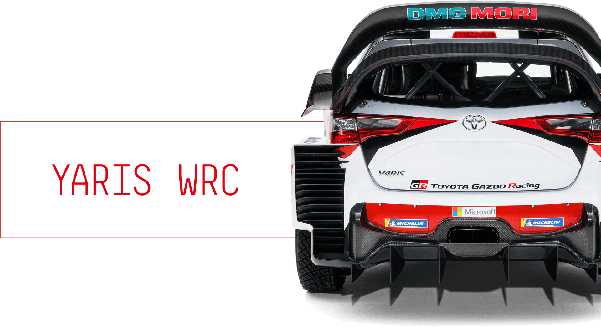 白色和紅色豐田Yaris WRC拉力賽車的尾部，帶有贊助商標誌。 — Toyota Supra 壁紙