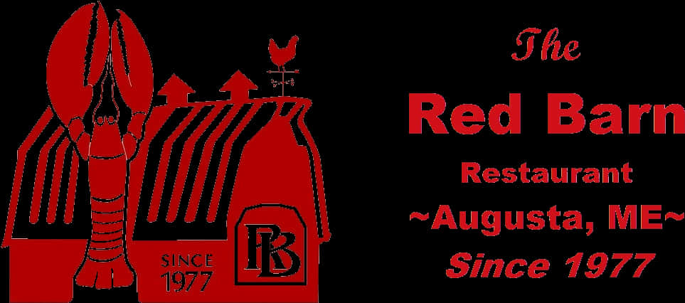 紅色動圖 桌布 壁紙 — The Red Barn Restaurant 的大膽紅色標誌，以黑色背景襯托龍蝦和穀倉剪影。