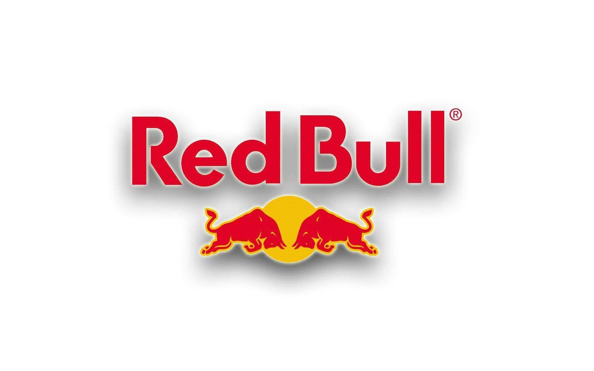 紅牛 桌布 壁紙 — Red Bull 標誌，兩頭紅色公牛在白色背景上、粗體紅色文字下方衝向黃色圓圈。