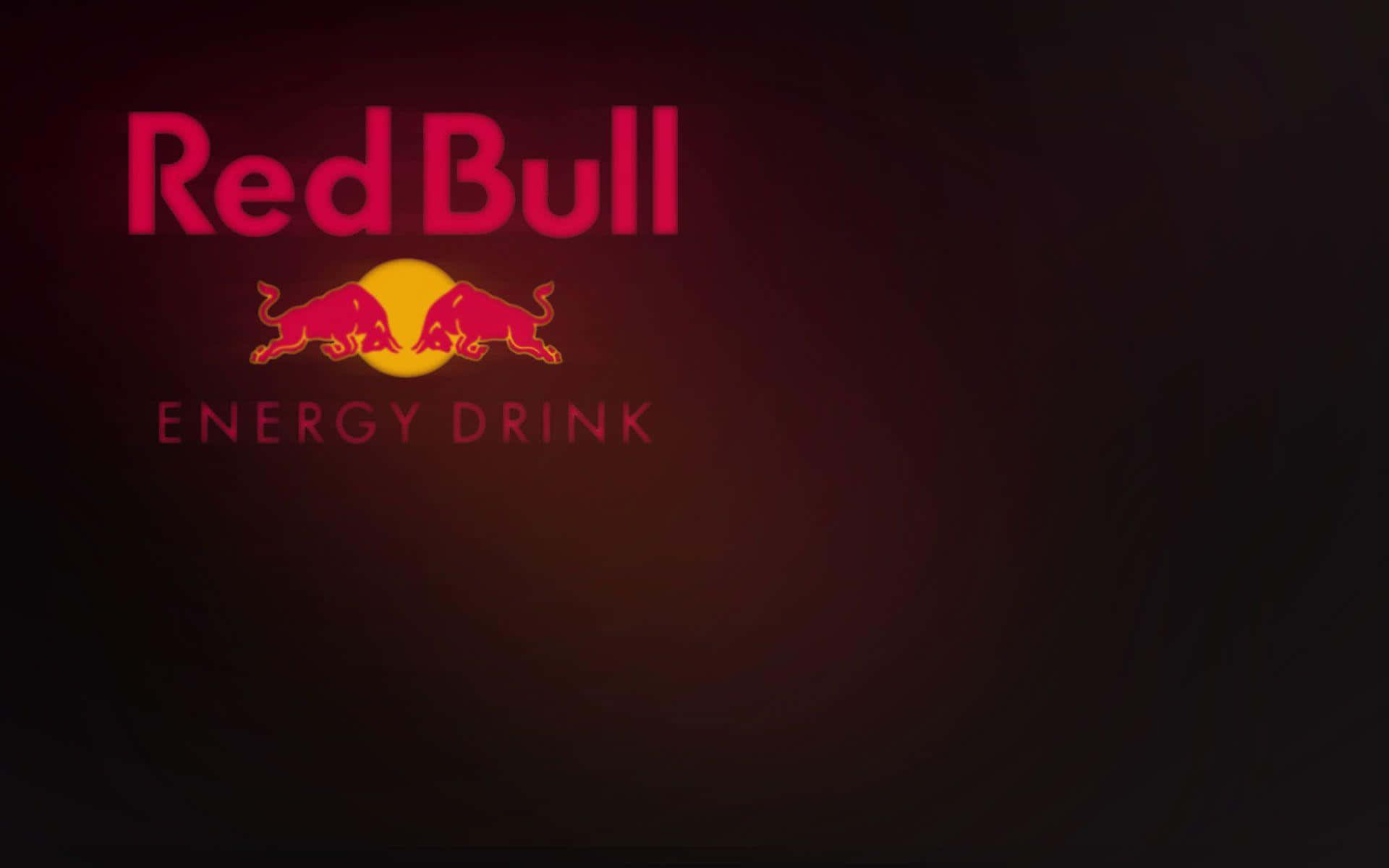 紅牛 桌布 壁紙 — Red Bull 標誌在深色漸變背景上以鮮豔的紅色和黃色發光。