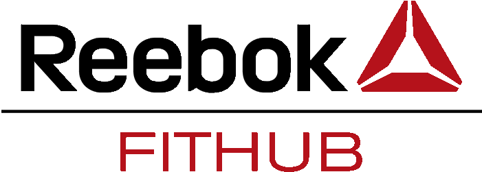 銳步 桌布 壁紙 — Reebok Fithub 標誌，紅色三角形和文字在黑色背景上。