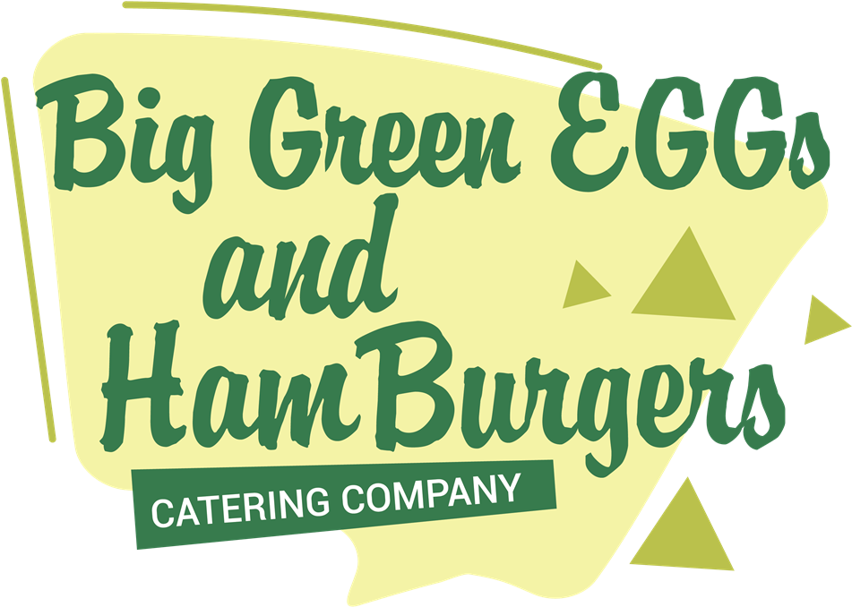 Big Green EGGs and HamBurgers Catering Company 的綠色和黃色標誌。 — Jordan Logo 壁紙