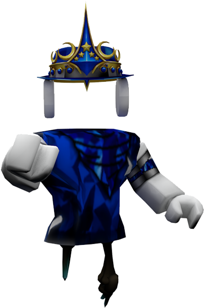 戴著皇冠、穿藍色襯衫的Roblox虛擬角色 壁紙