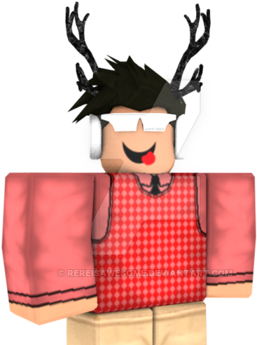 Roblox 角色戴著耳機與鹿角 壁紙