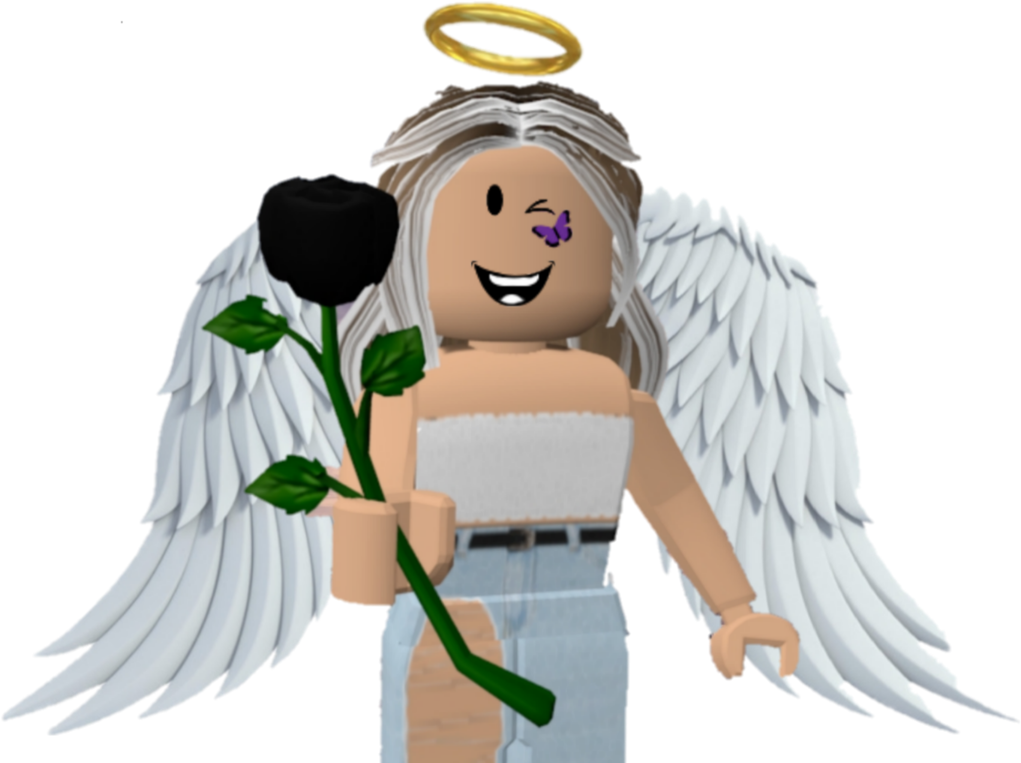 Roblox 天使造型搭配黑玫瑰 壁紙