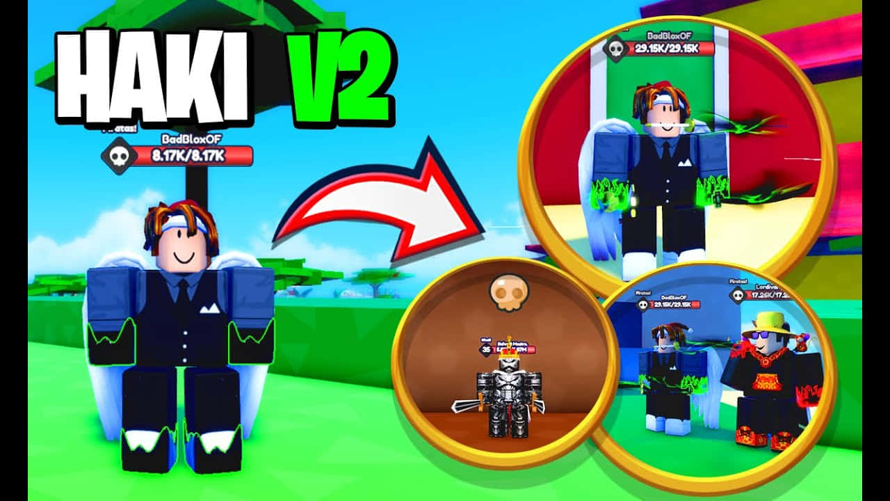 Roblox 桌布 壁紙 — Roblox 角色變身為各種霸氣形態，帶有發光效果和生命值條，在充滿活力的遊戲場景中。