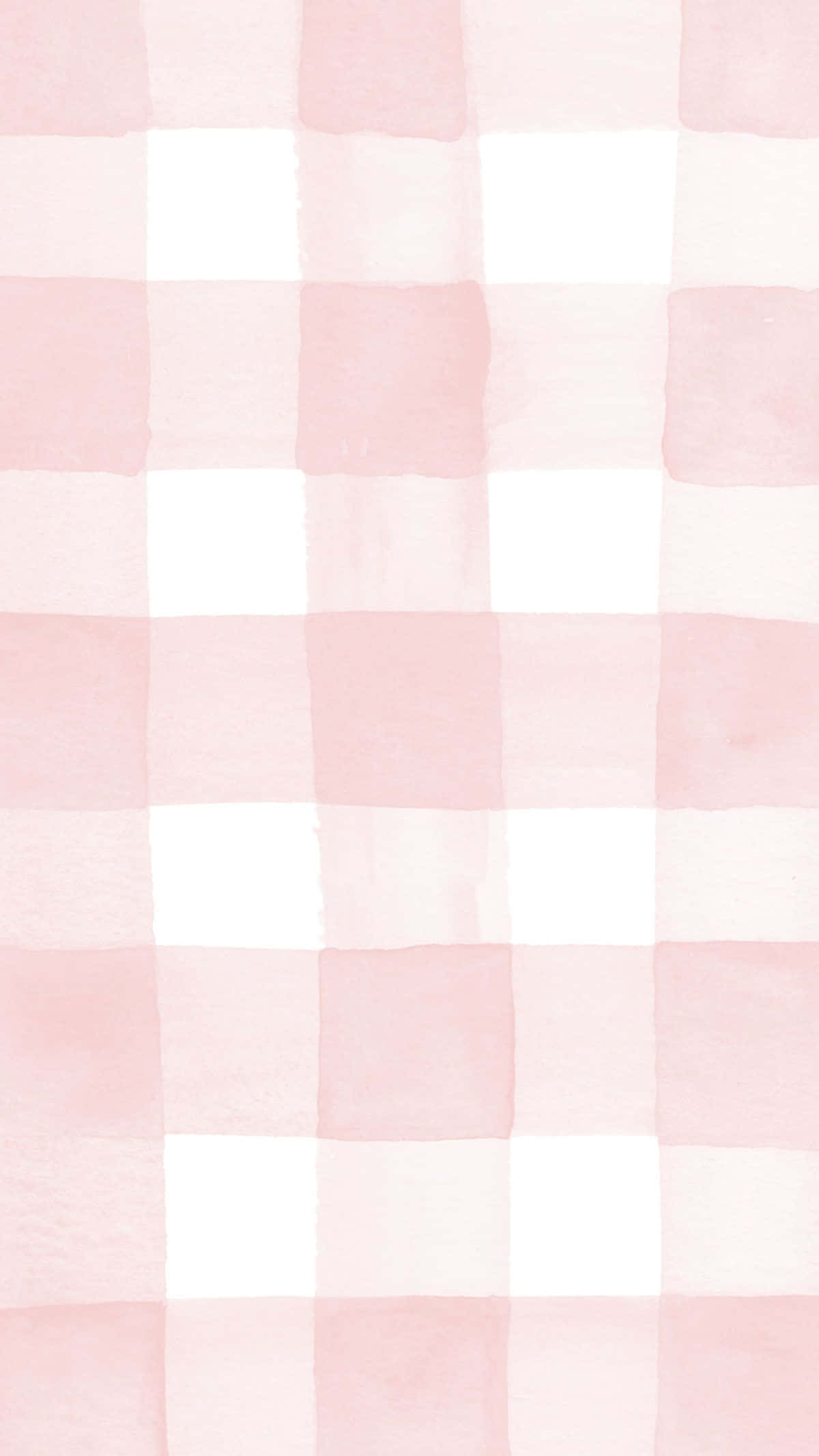 Peach Aesthetic 桌布 壁紙 — 柔和粉紅與白色格紋圖案，以水彩渲染，帶有輕柔筆觸和紋理紙張質感。