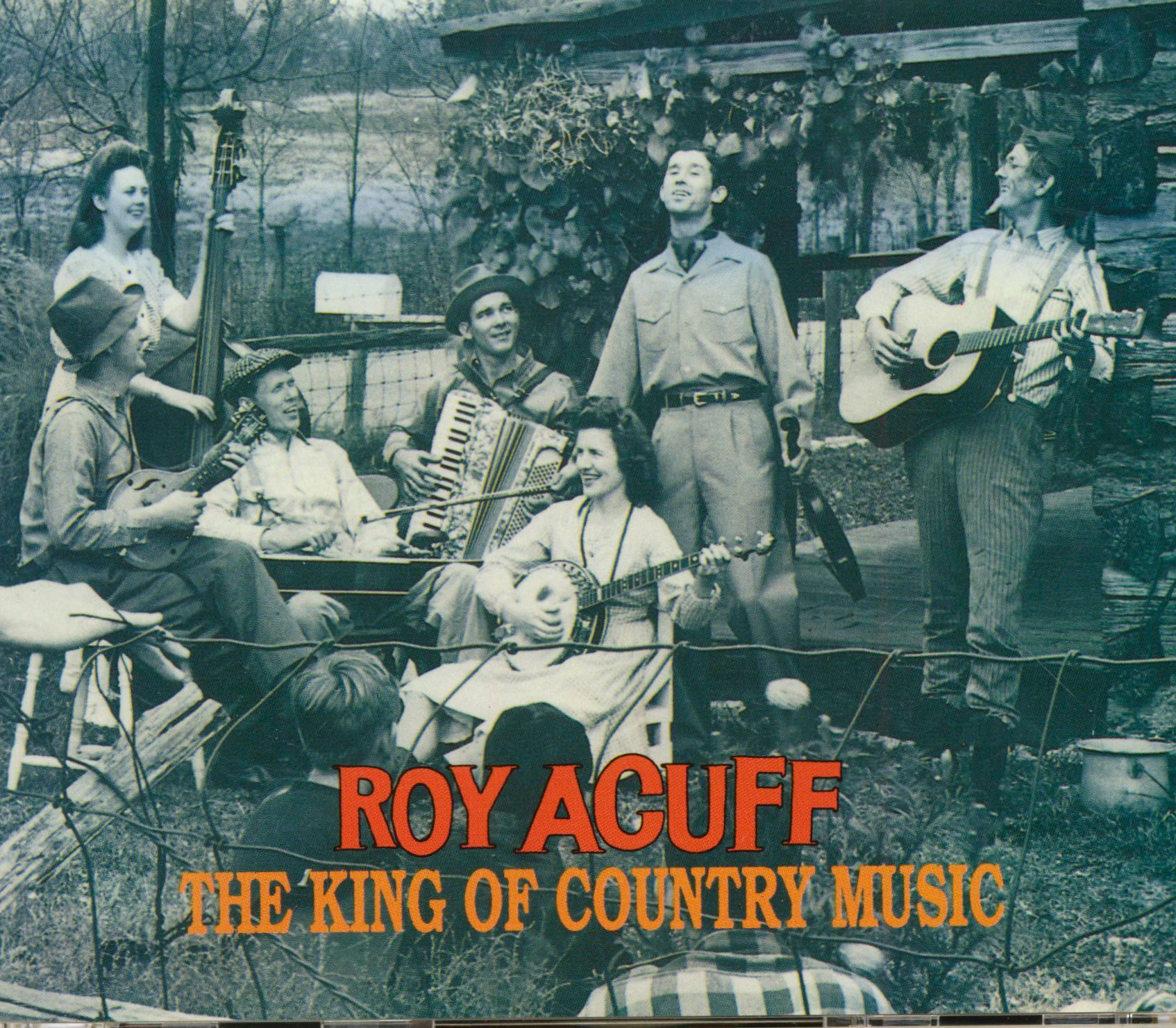 Singer 桌布 壁紙 — Roy Acuff 和他的樂隊在鄉村木屋外演奏鄉村音樂的復古棕褐色調照片。