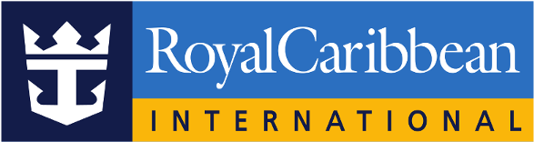 加勒比海 桌布 壁紙 — Royal Caribbean International 標誌，白色皇冠船錨徽章，海軍藍背景，粗體黃色文字。