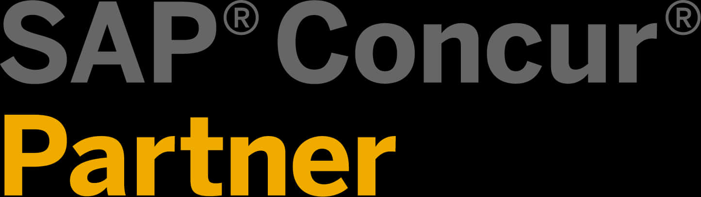 標誌 桌布 壁紙 — SAP Concur Partner 標誌，灰色和黃色文字在黑色背景上。