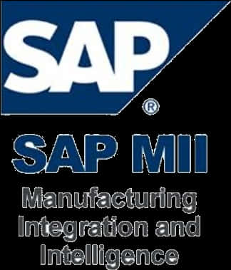 標誌 桌布 壁紙 — SAP MII 標誌，黑色背景上帶有粗體白色和藍色文字，以及標語 Manufacturing Integration and Intelligence。