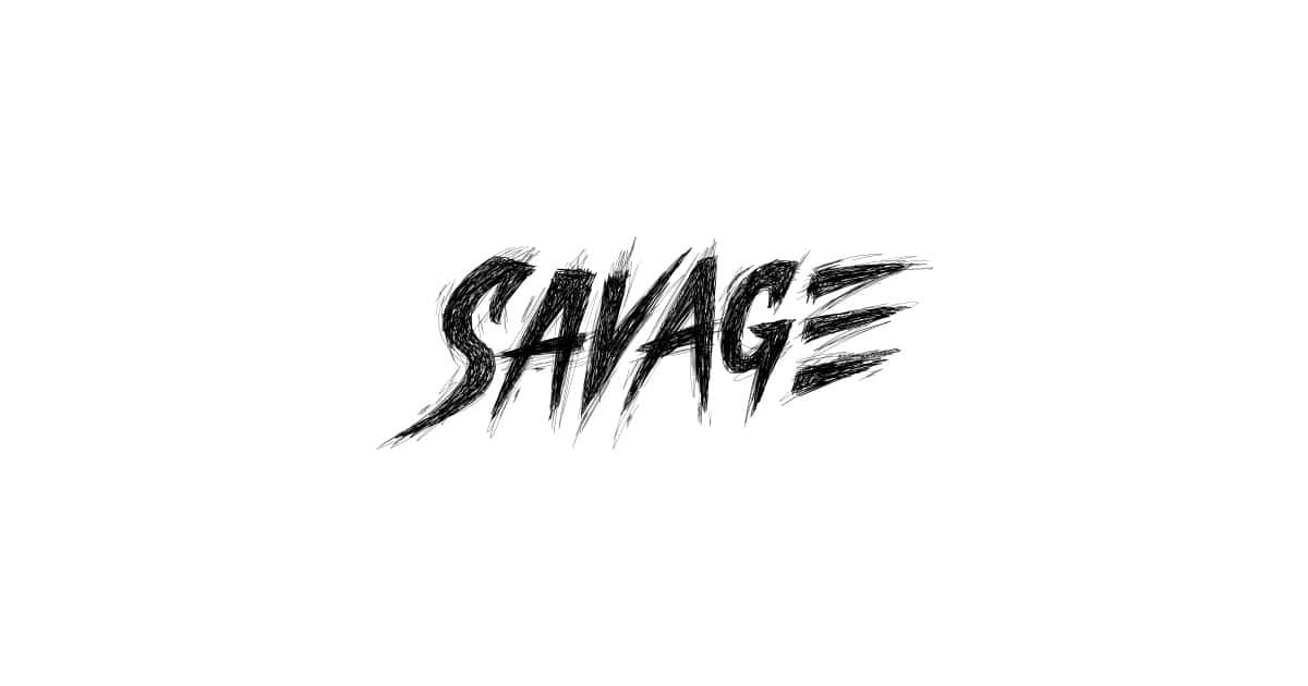 savage 桌布 壁紙 — 「savage」一詞以粗體黑色刷筆字體居中顯示在純白色背景上。