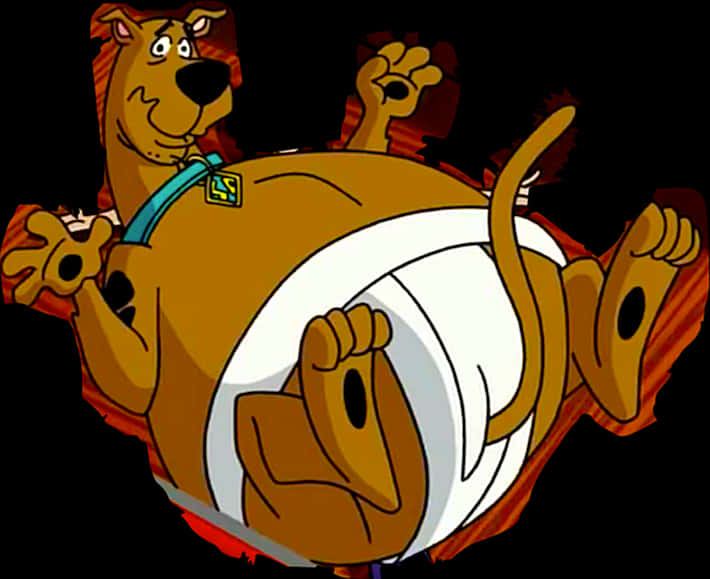 史酷比 桌布 壁紙 — Scooby Doo 卡通角色在白色馬桶中開心地倒立漂浮，背景為深色。