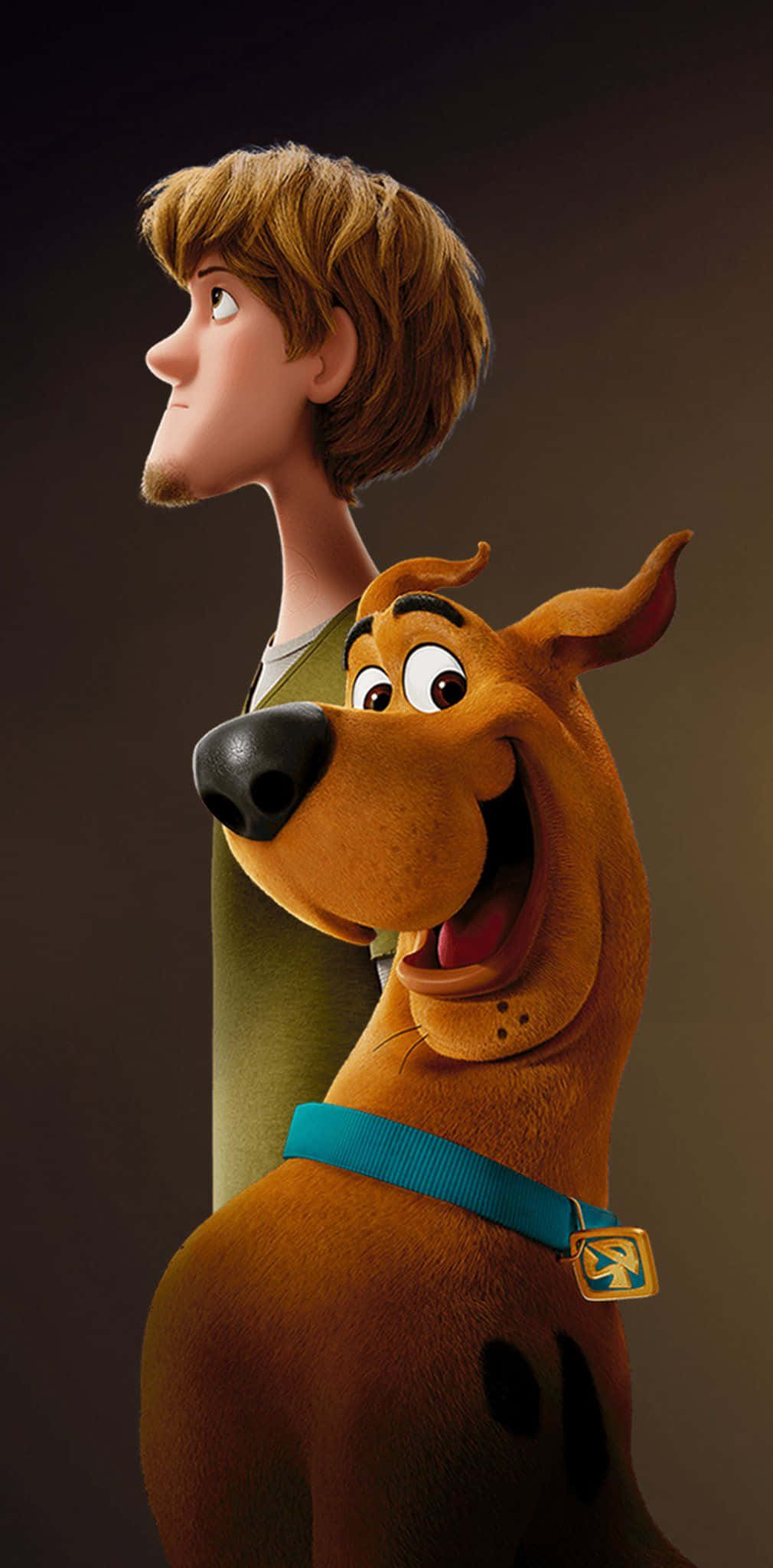 Shaggy Rogers 桌布 壁紙 — Scooby Doo 和 Shaggy 在溫暖燈光和深色背景的戲劇性工作室肖像中並肩站立。
