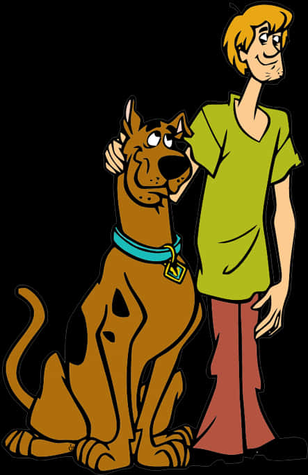 史酷比 桌布 壁紙 — Scooby Doo 和 Shaggy 以經典卡通風格一起站在黑色背景前。