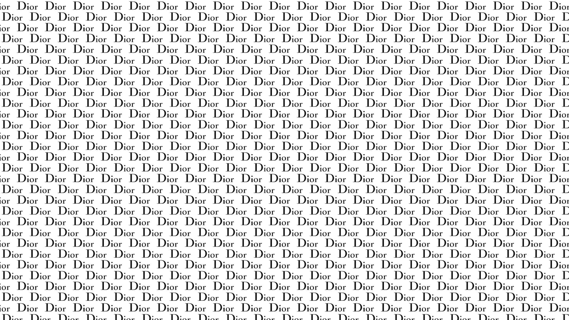  壁紙 — 白色背景上以粗體黑色文字重複 'Dior' 字樣的無縫圖案。