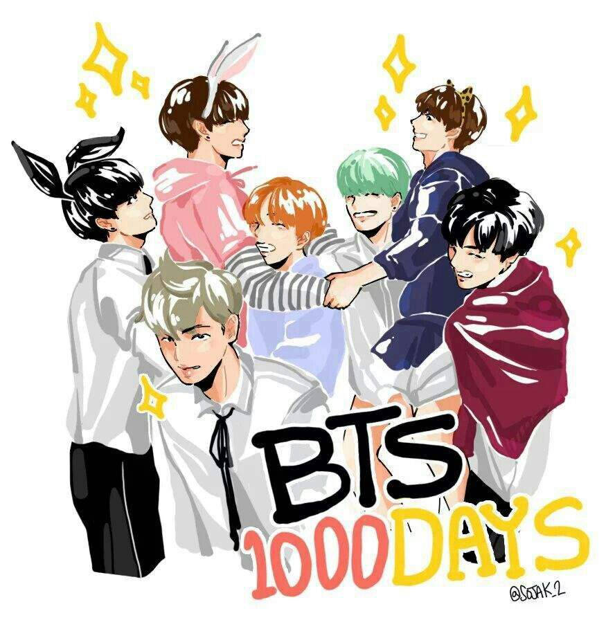 BTS成員以動漫風格戴上兔耳朵慶祝1000天 — Bts 壁紙