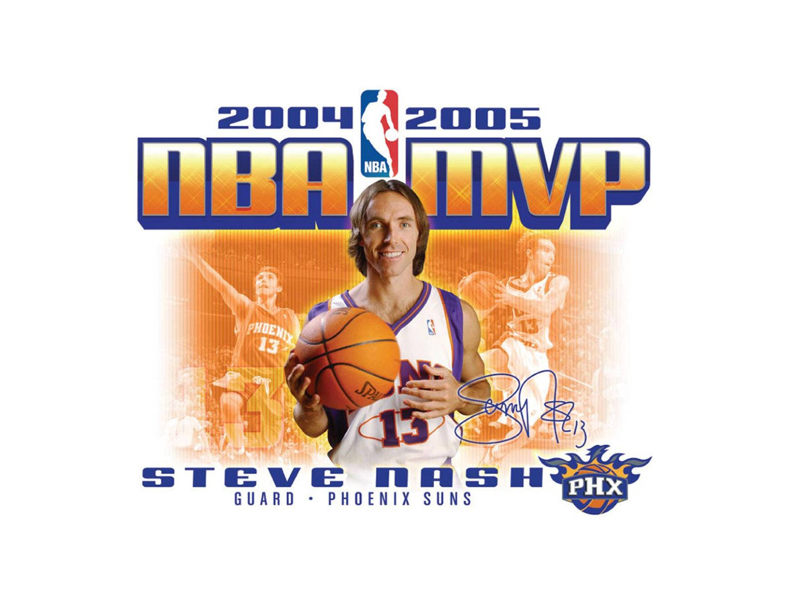 Steve Nash手持籃球，作為鳳凰城太陽隊2004 2005 NBA MVP。 — NBA 壁紙